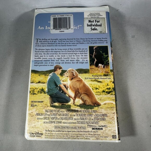 Homeward Bound The Incredible Journey VHS Walt Disney Pictures 1993 G Classic - Picture 2 of 3